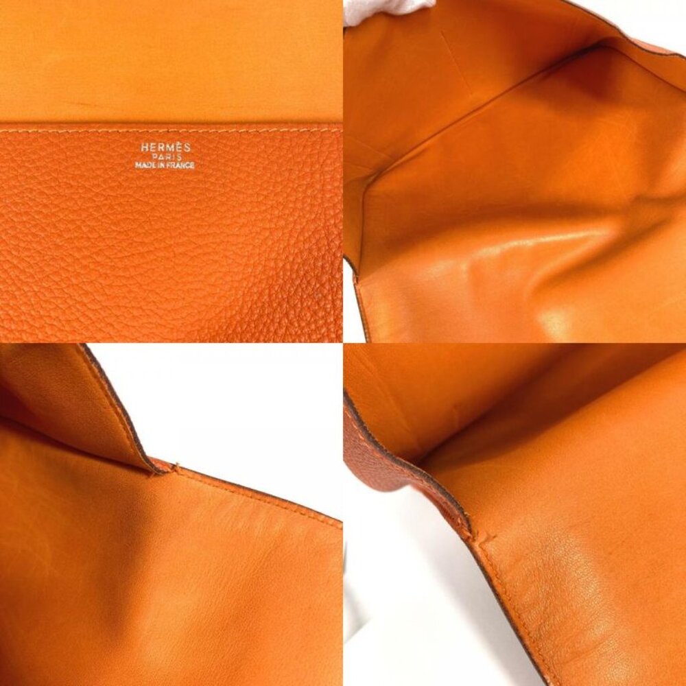 Hermes Clutch Bag Dogon Meeting Taurillon Clemence Orange - Picture 8 of 9